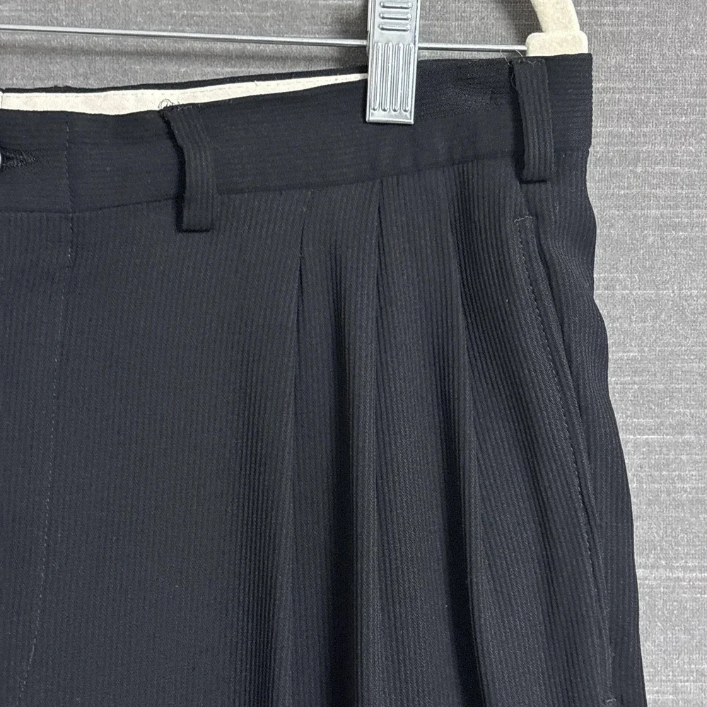 Vintage Shamask Suit 44R 34x30 Black Wool Italy Triple Pleat Baggy 90s y2k 3Btn